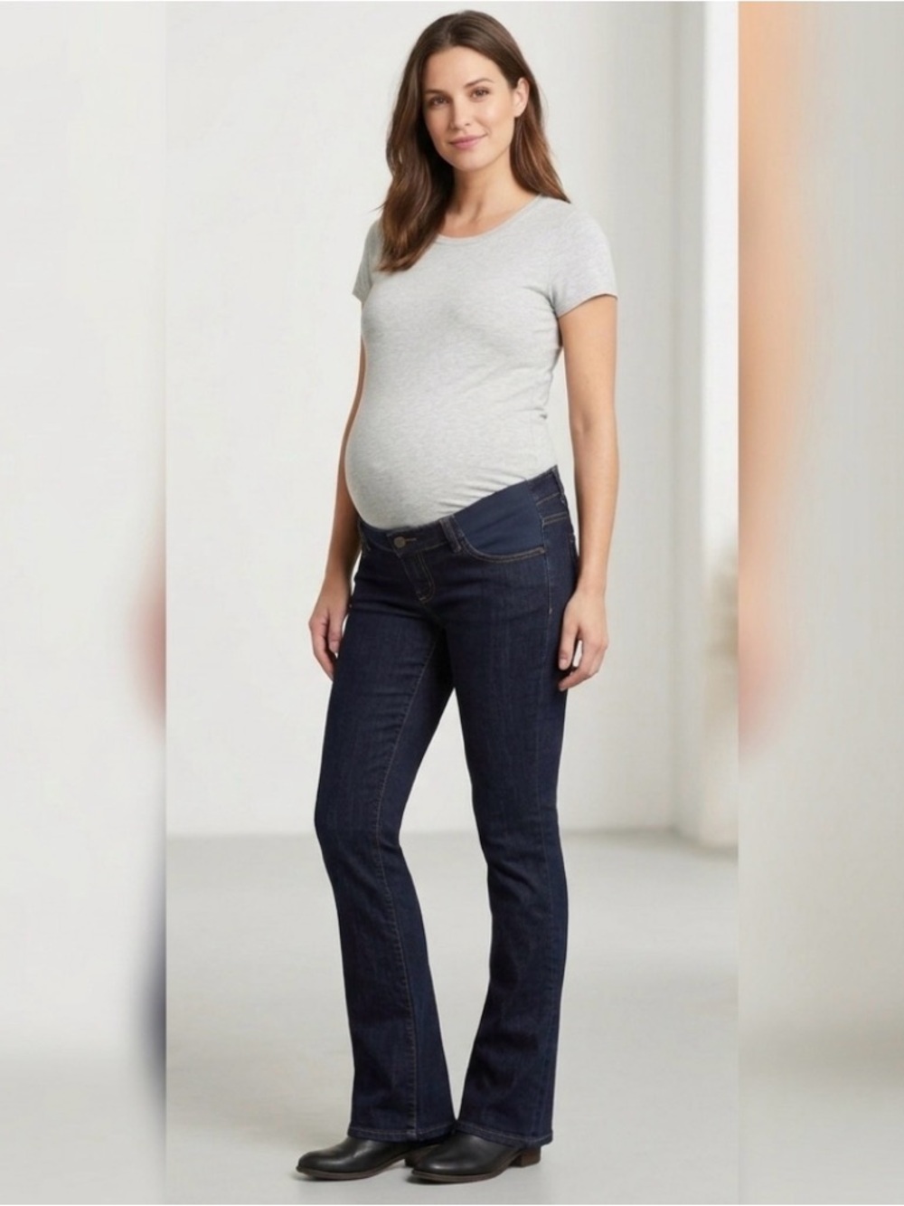 Liz Lange Maternity Bootcut Jeans - Dark Wash Blue - Under Belly Size 4